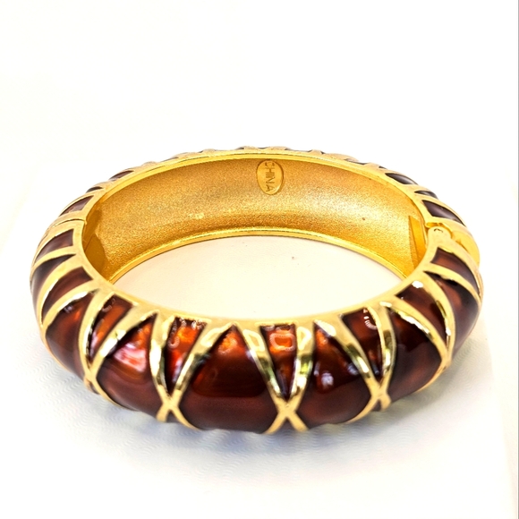 Kenneth Jay Lane Jewelry - Authentic Vintage KJL Clamp Bracelet Copper & Gold.